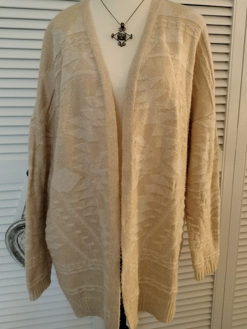 ⚜️ Maurices Open Front Knit Cardigan Sweater - Size XXL - Neutral Cream/Tan